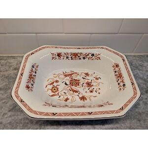 Wedgwood Kashmar Serving Bowl Rust Floral Design With Black Trim
